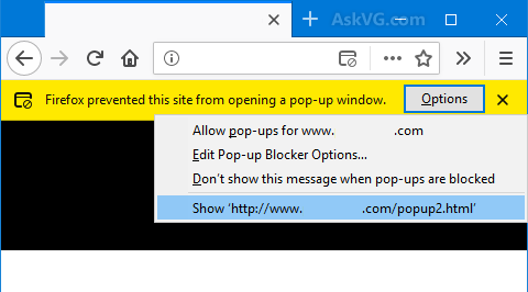 Tip] Restore Pop-up Window Blocked Notification Message in Mozilla Firefox&nbsp; – AskVG
